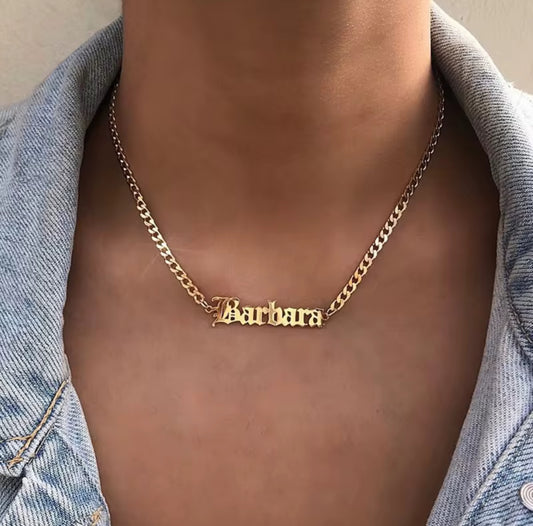 Name Necklace W/ Cuban Chain