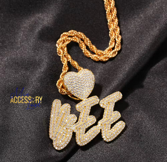 Heart Bling Name Necklace